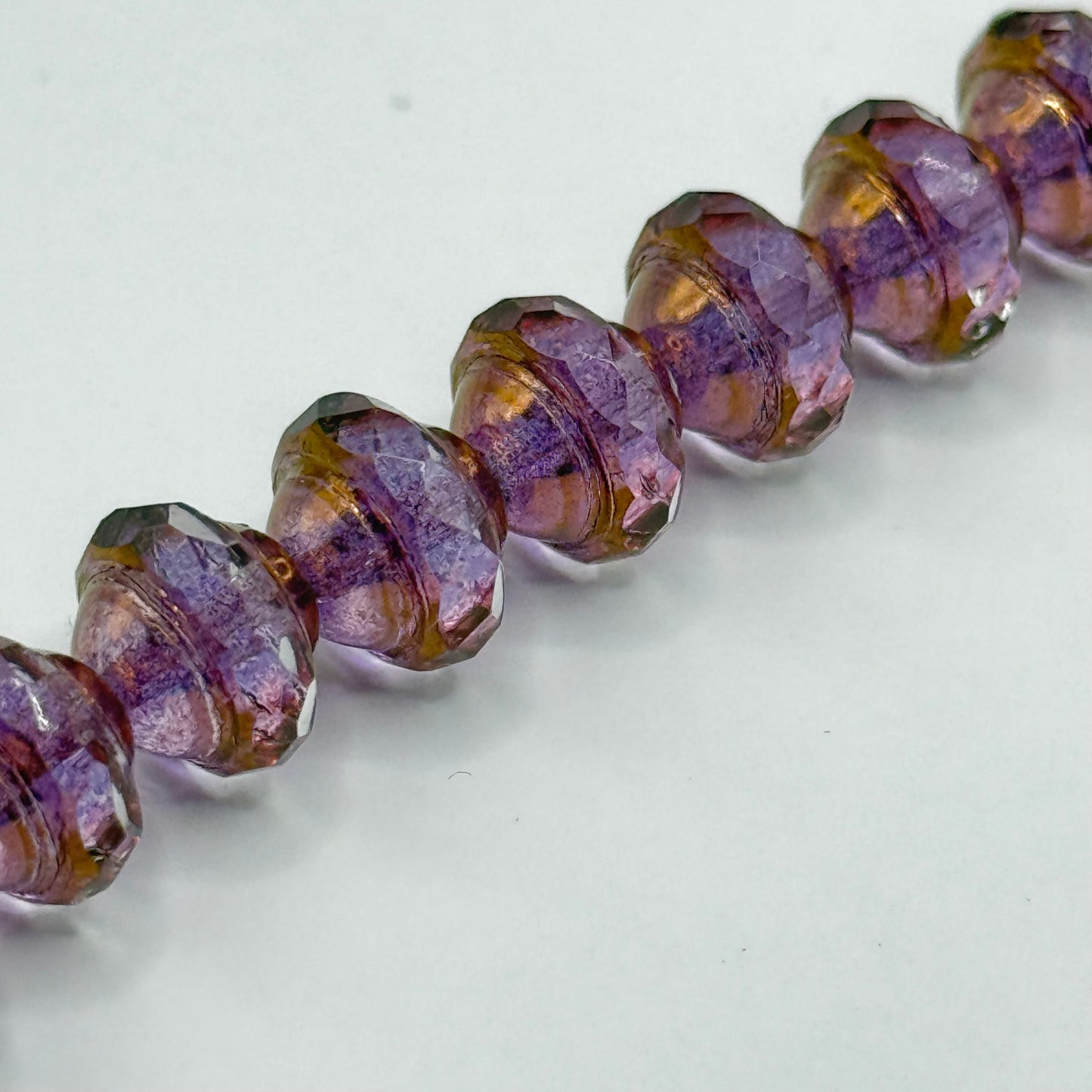 Czech Glass - Gold & Purple Beads (19pcs)