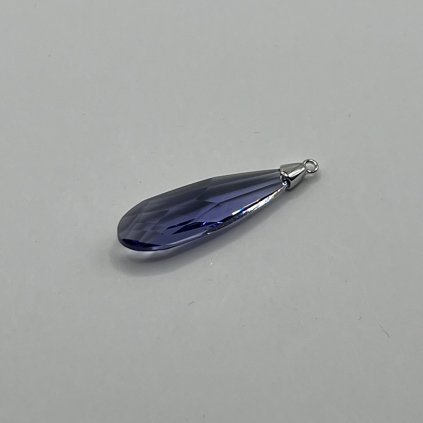 Swarovski 33MM Raindrop Pendant A6533 - Tanzanite / Rhodium Plated