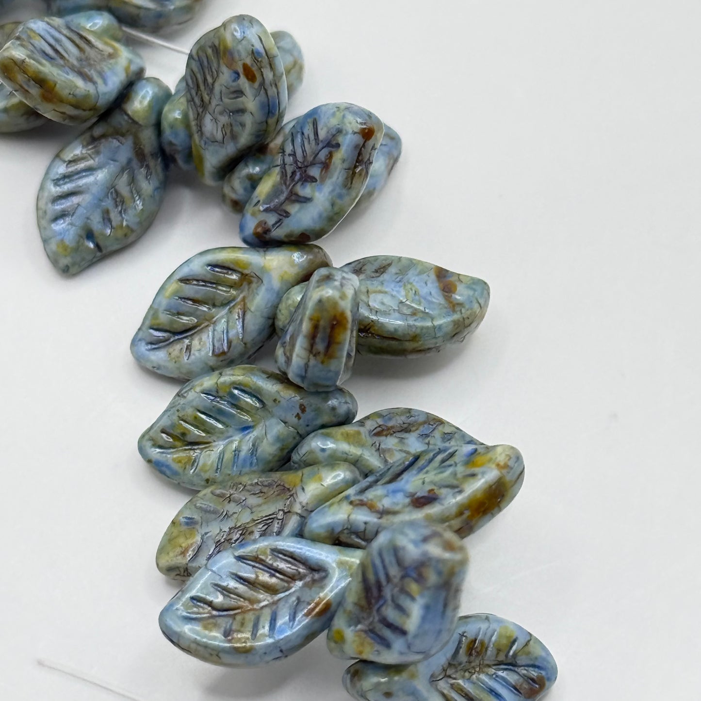 Czech Glass - Green Leaf