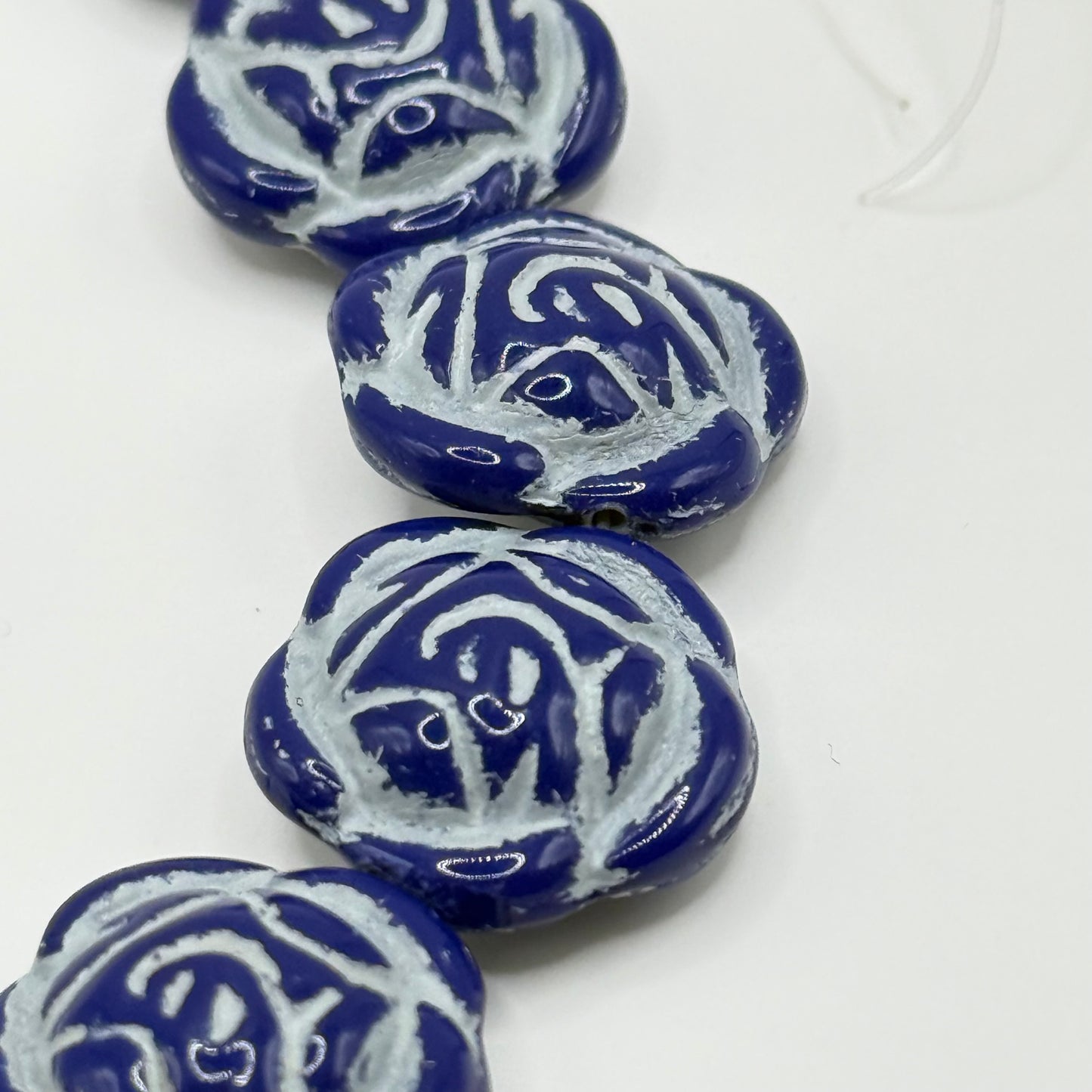 Czech Glass - Blue Flowers (6pcs)