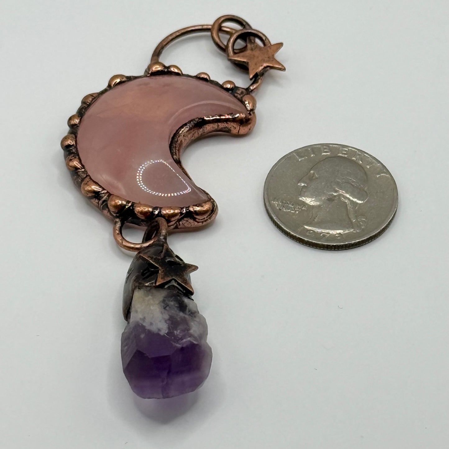 Gemstone Pendant - Copper Amethyst Moon