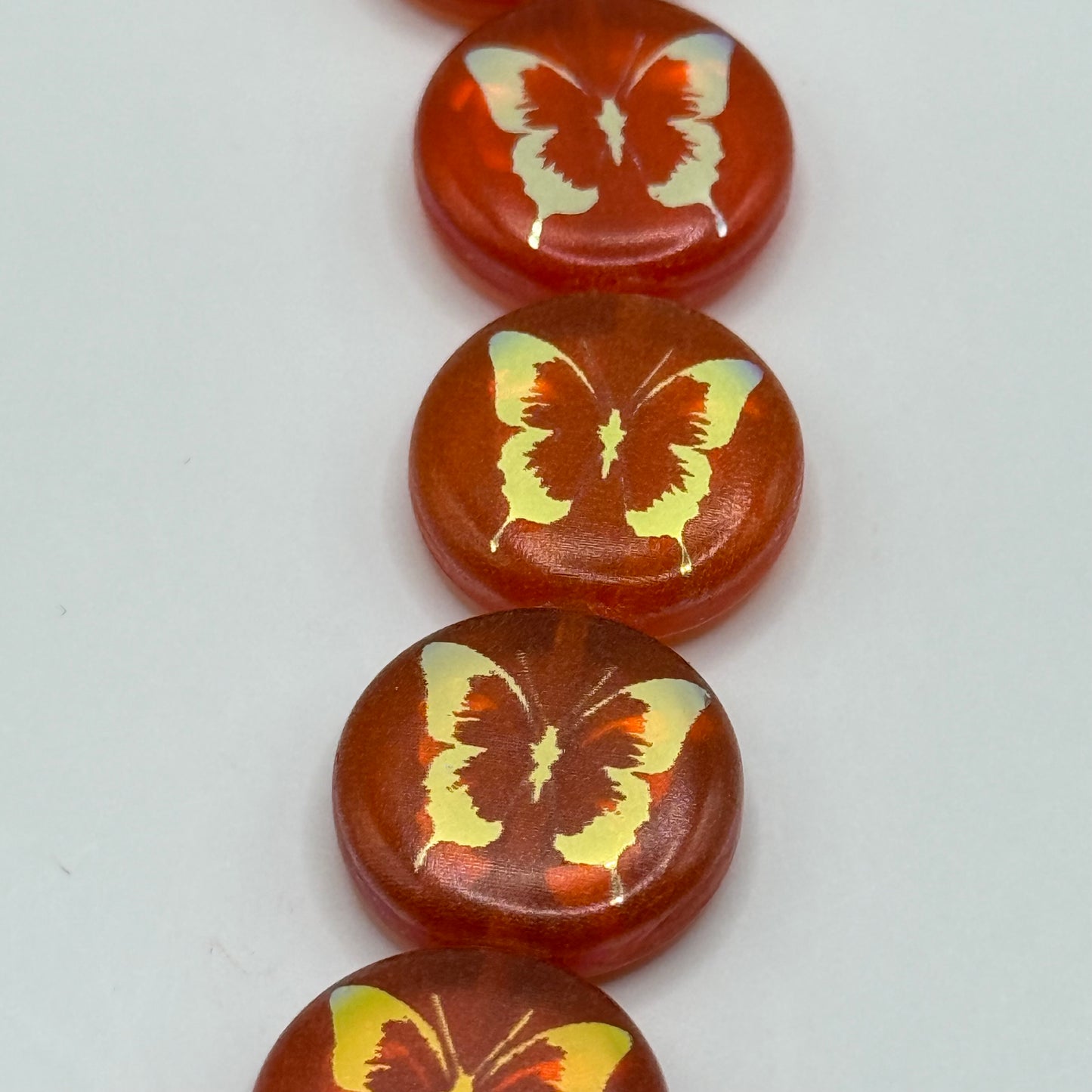 Czech Glass - Orange Butterfly Coins (8pcs)