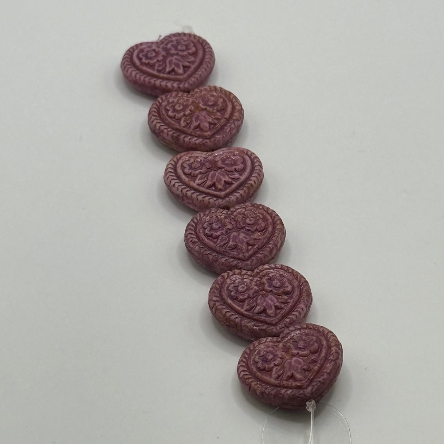 Czech Glass - Purple Hearts (6pcs)