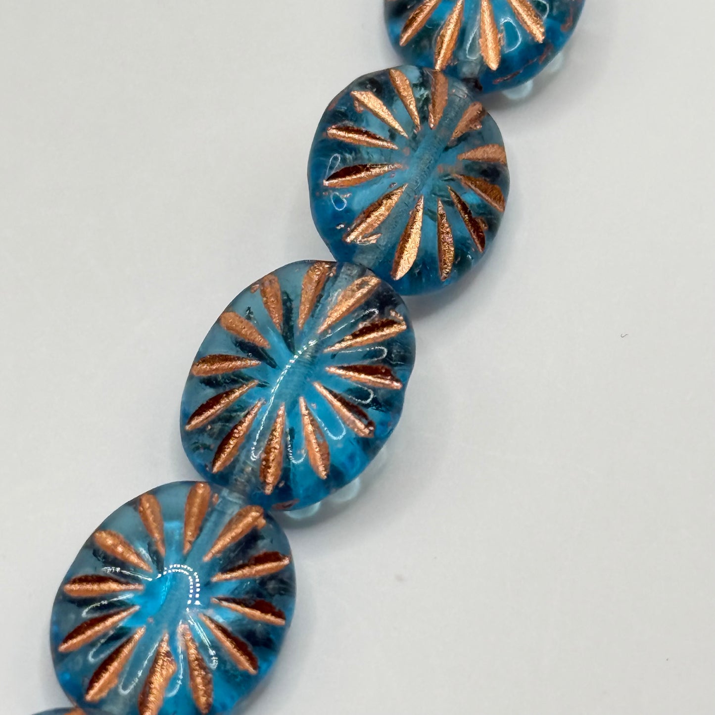 Czech Glass - Blue & Copper Starburst (12pcs)