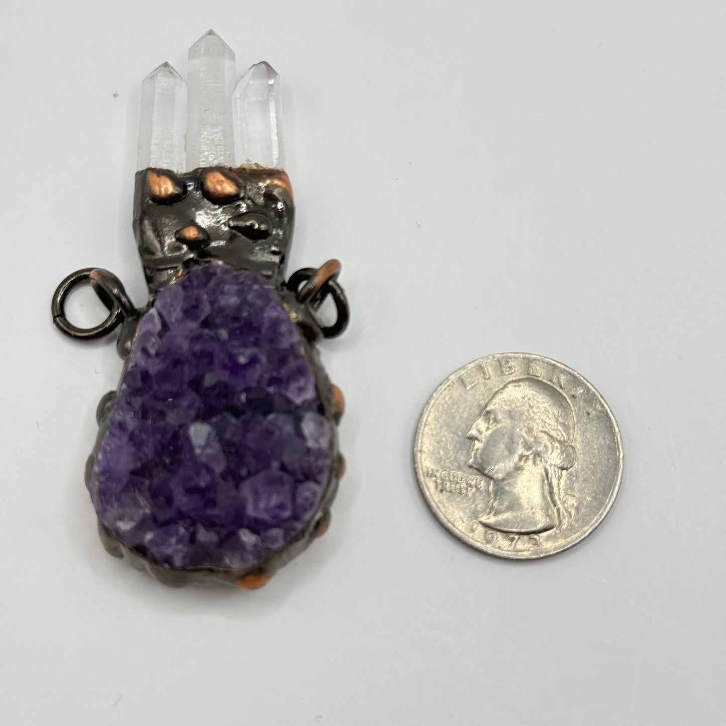 Gemstone Pendant - Copper framing with Amethyst