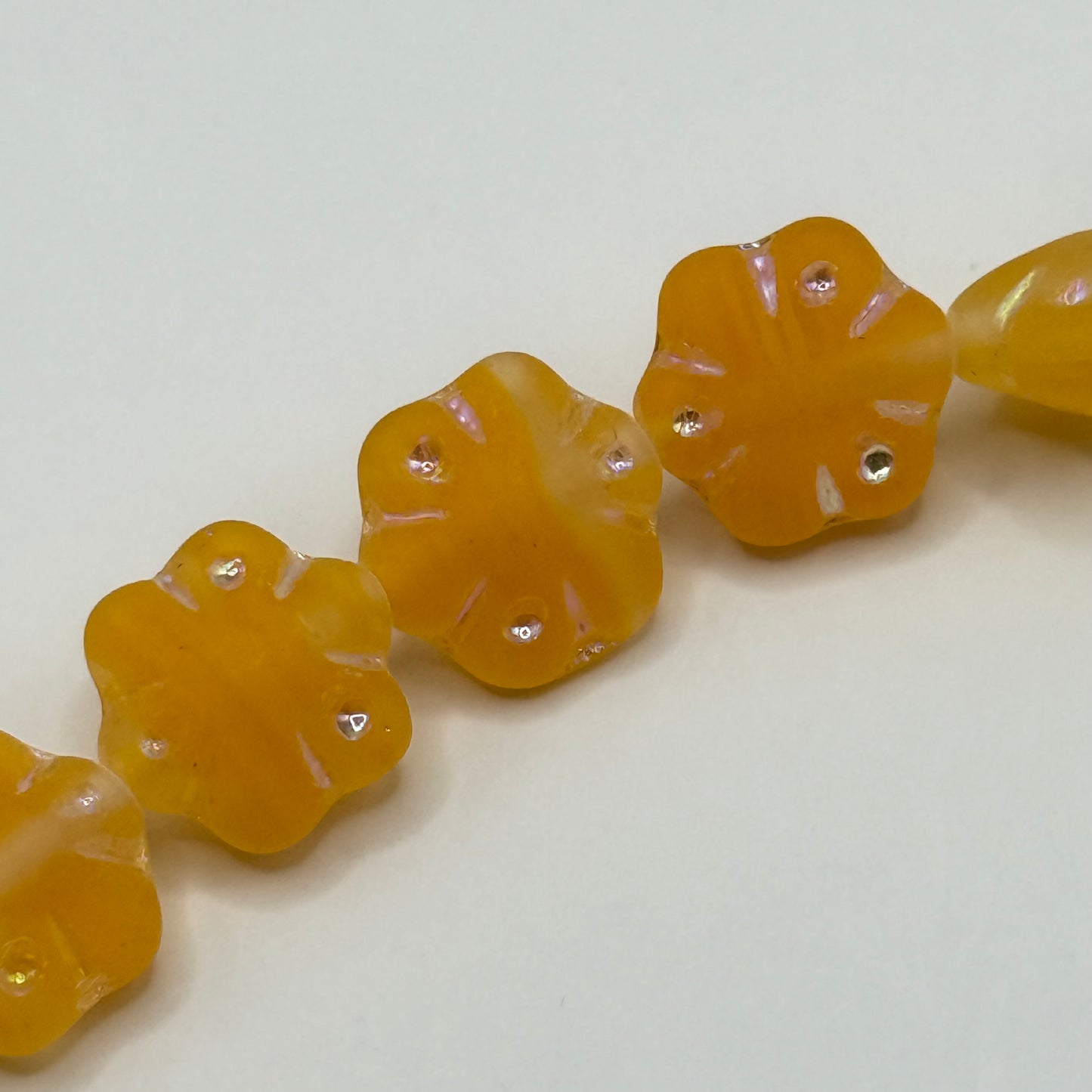 Czech Glass - Yellow Flowers (10pcs)