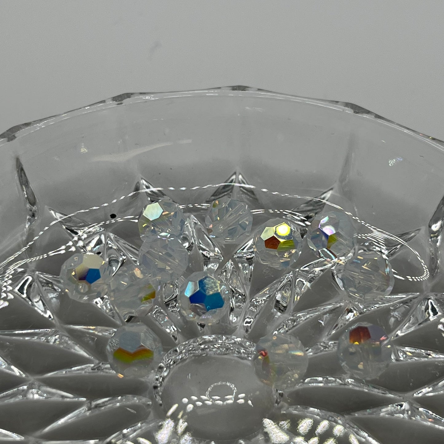 Swarovski 8MM Round Faceted A5000 - White Opal AB (12pcs)