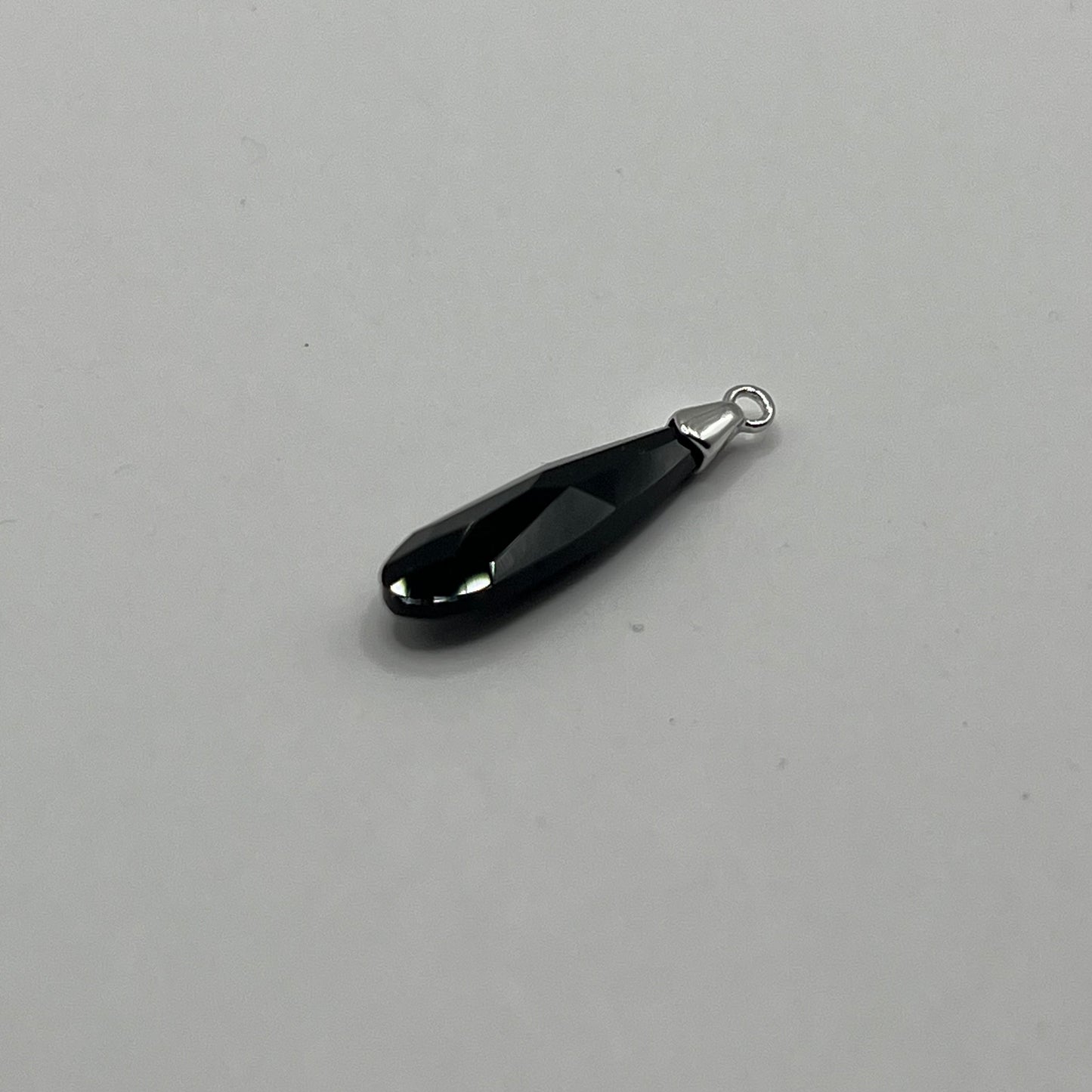 Swarovski 23MM Raindrop Pendant A6533 - Jet / Rhodium Plated