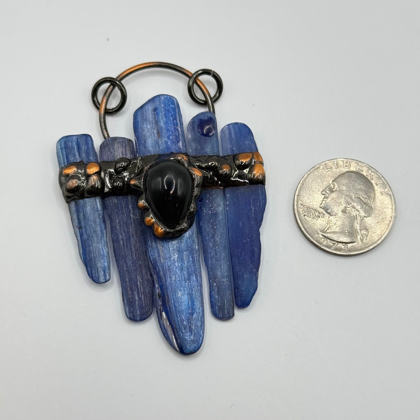 Gemstone Pendant - Copper Framing with Blue Kyanite