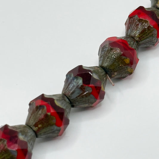 Czech Glass - Red & Brown Beads (13pcs)