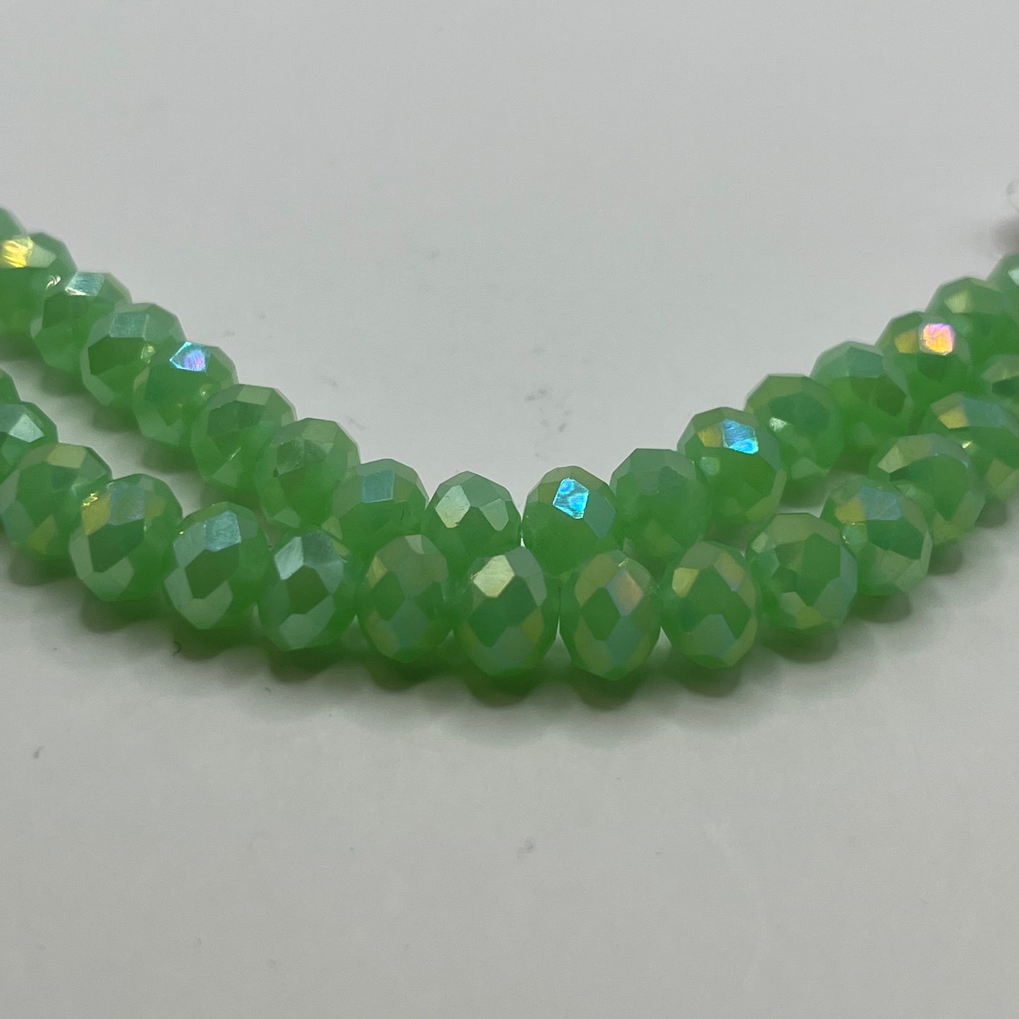 Chinese Crystal 8X6MM Faceted Rondelle Strand - Chrysolite Opal