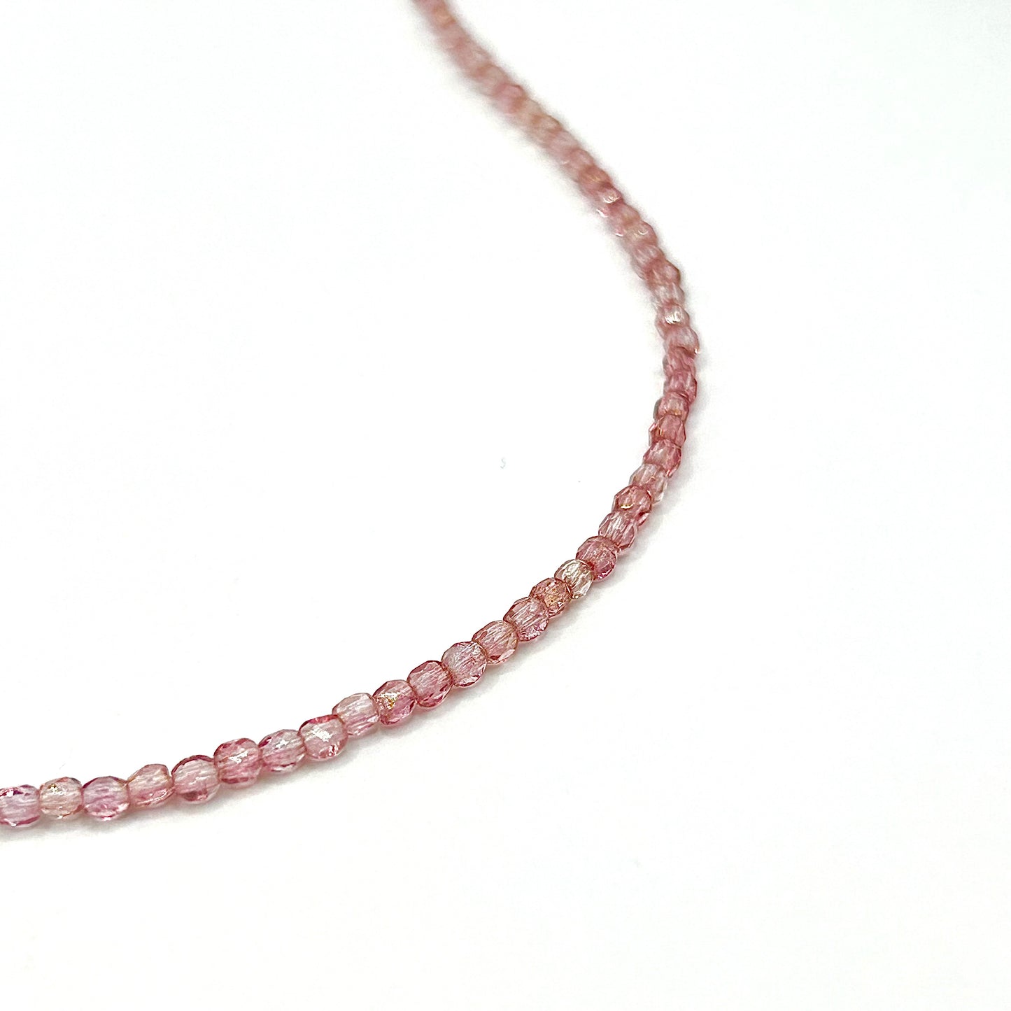 Firepolish 2MM - Luster Transparent Topaz / Pink -  Strand 50