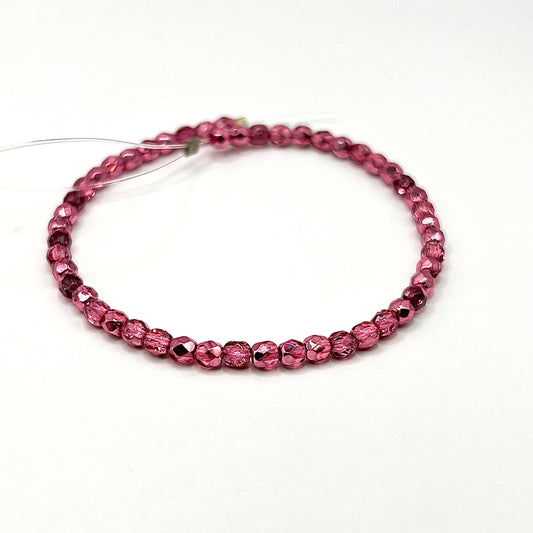 Firepolish 3MM - Crystal Rose Metallic Ice - Strand 50