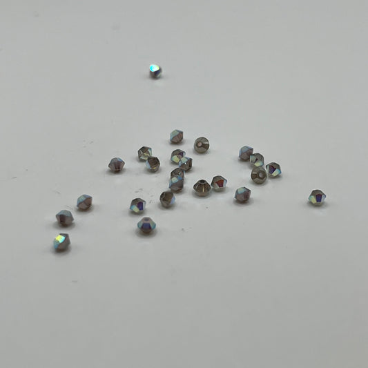 Swarovski 3MM Bicones - White Opal AB Satin (24pcs)