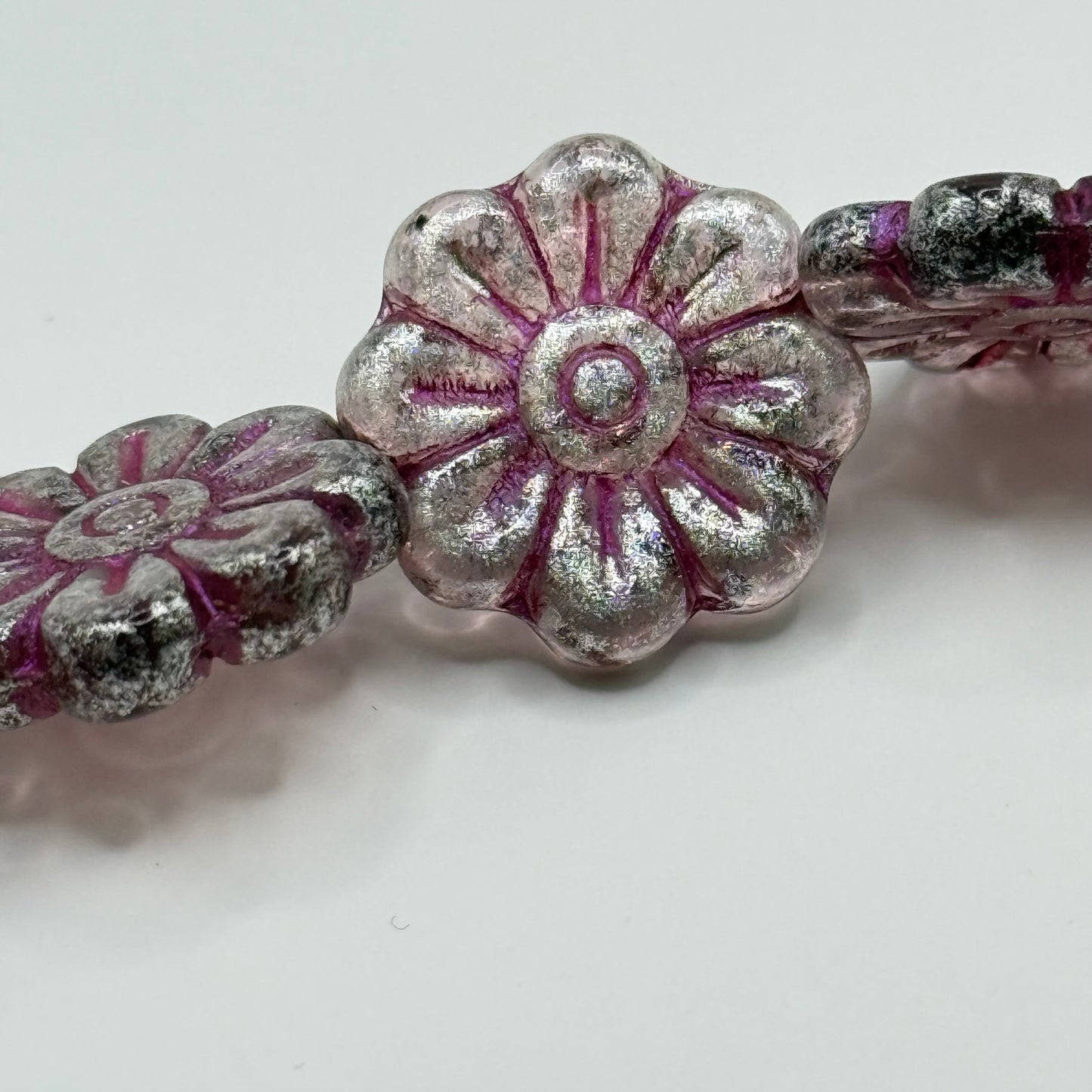 Czech Glass - Purple Flowers (6pcs)