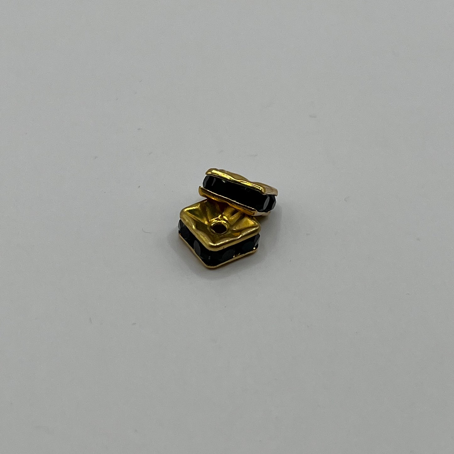 Swarovski 10MM Square Rhinestone Rondelle - Jet / Gold Plated (4pcs)