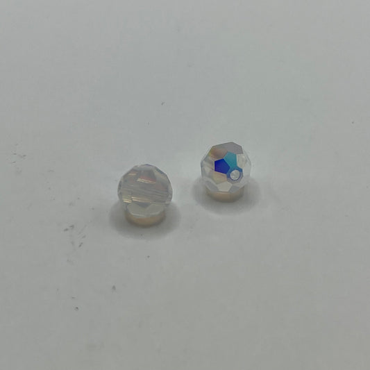 Swarovski 8MM Round Faceted A5000 - White Opal AB (12pcs)