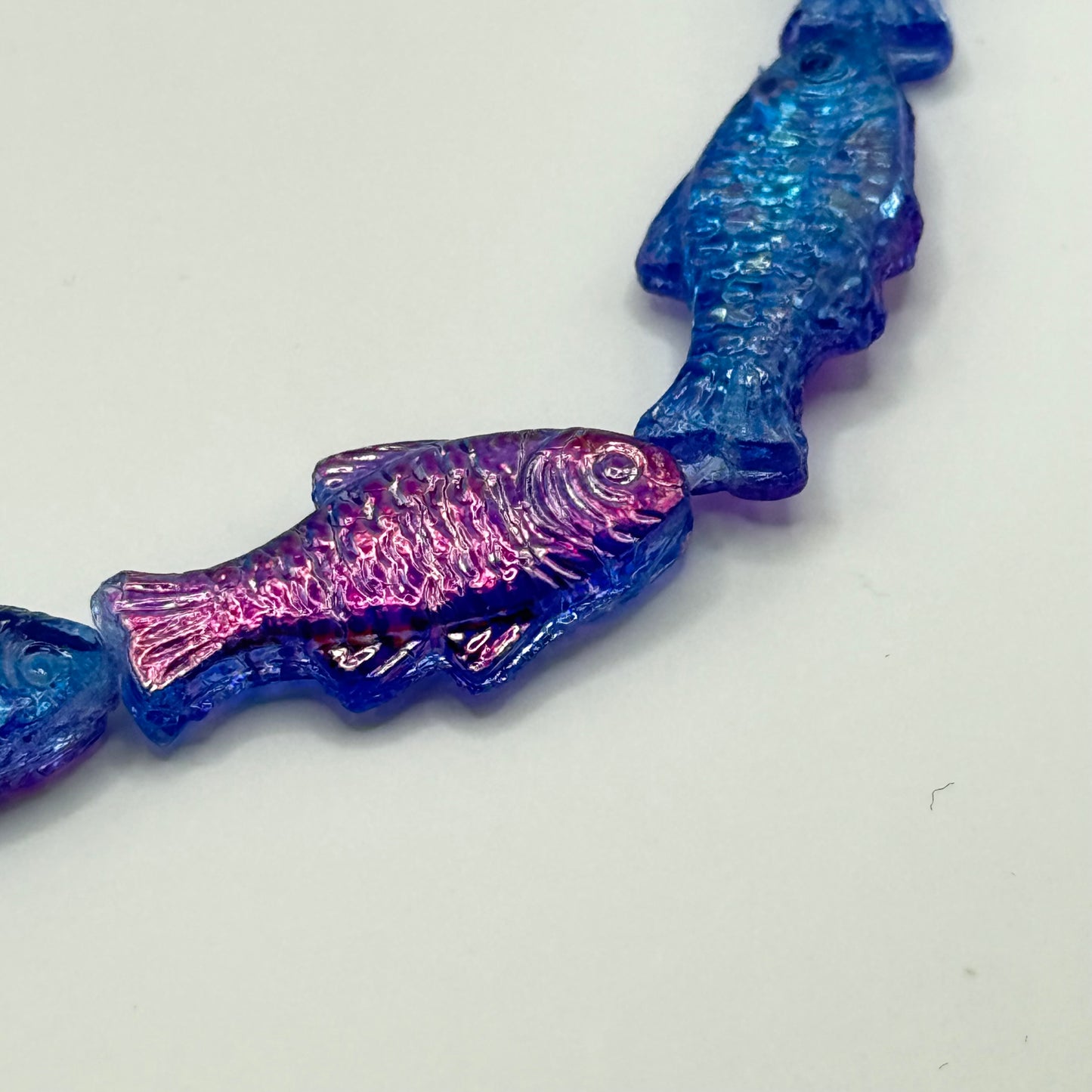 Czech Glass - Blue & Purple Fish (8pcs)