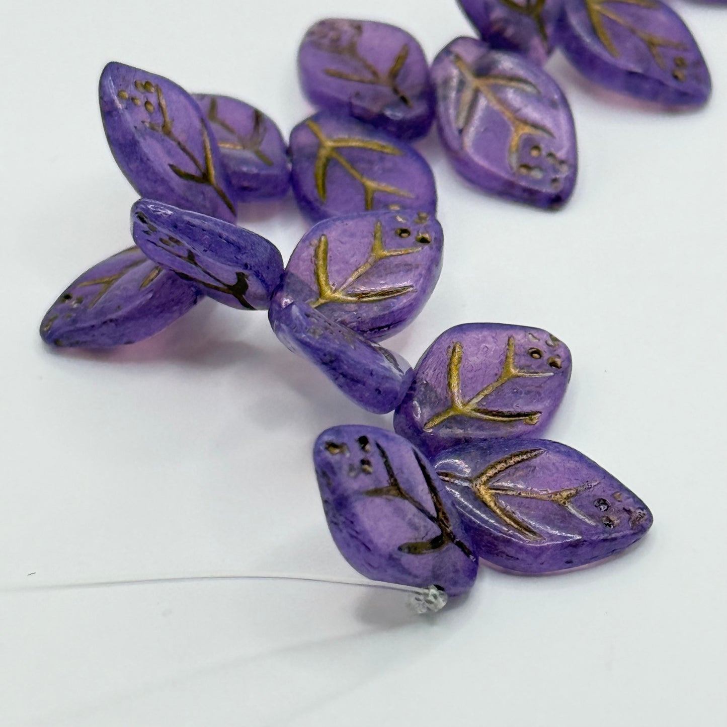 Czech Glass - Purple Leaf