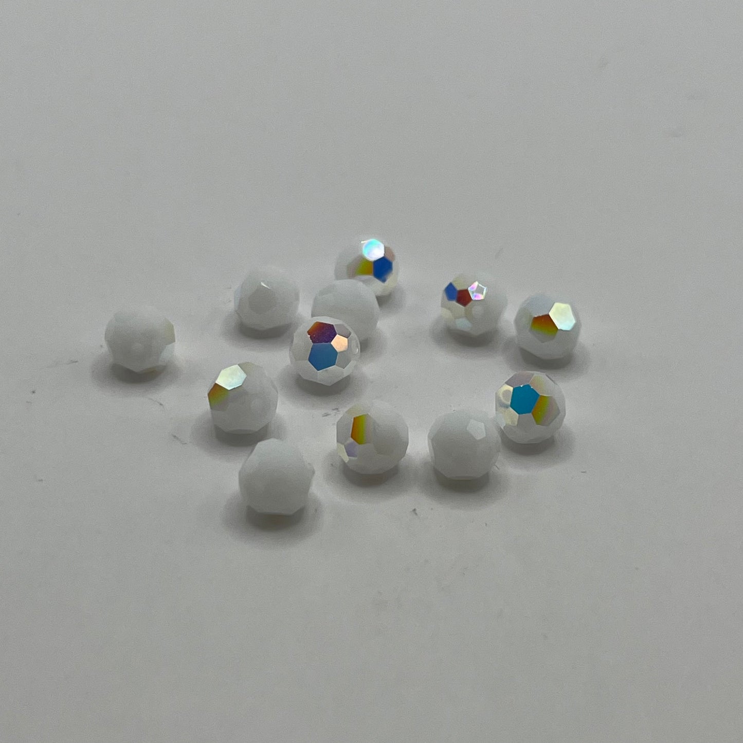 Swarovski 6MM Round Faceted A5000 - White Alabaster AB (12pcs)