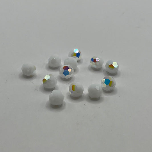 Swarovski 6MM Round Faceted A5000 - White Alabaster AB (12pcs)