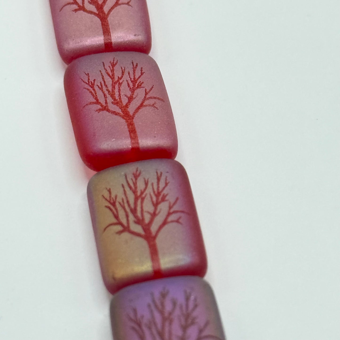 Czech Glass - Red Tree Beads (8pcs)