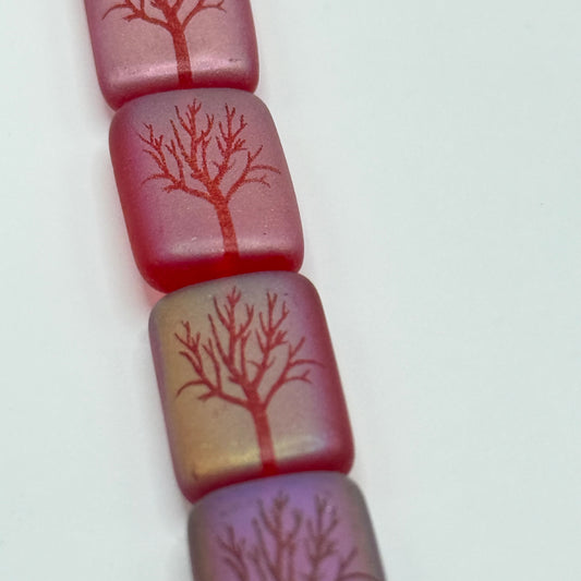 Czech Glass - Red Tree Beads (8pcs)