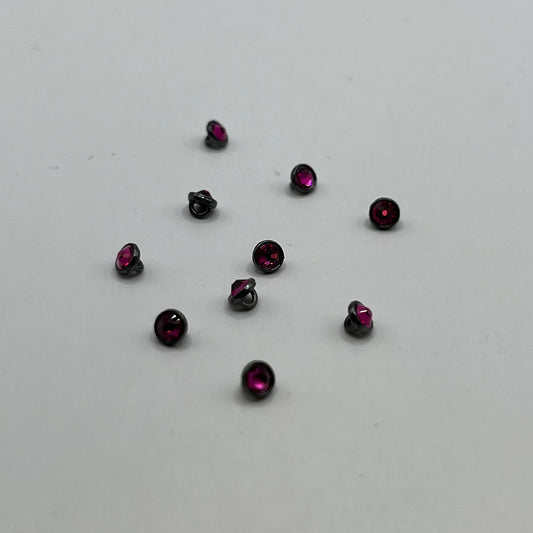 Swarovski 3MM Crystaletts - Fuchsia / Black Rhodium (10pcs)