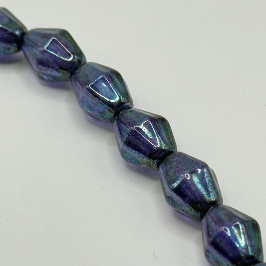 Czech Glass - Jet Opaque Faceted Oval (15pcs)