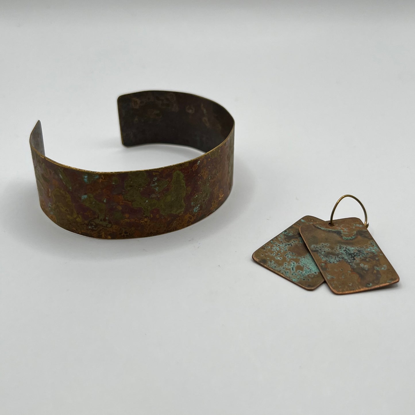 Patina Cuff and Earring Set - Varied Colors - IND