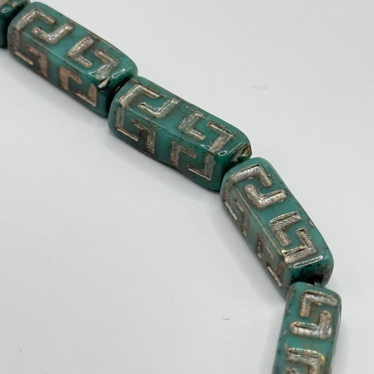 Czech Glass - Turquoise Greek Beads (12pcs)