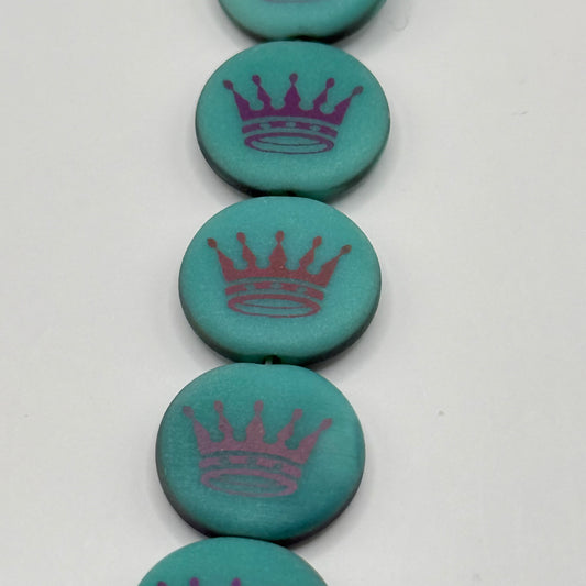 Czech Glass - Green Crown Bead (8pcs)
