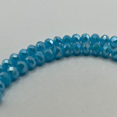 Chinese Crystal 8x6MM Faceted Rondelle Strand - Aqua Opal AB