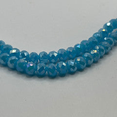 Chinese Crystal 8X6MM Faceted Rondelle - Opaque Aqua AB Strand