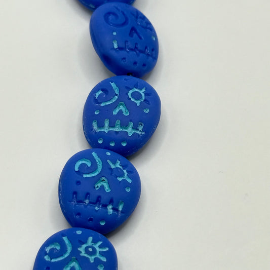 Czech Glass - Blue Skull (8pcs)