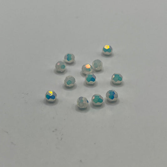 Swarovski 4MM Round Faceted A5000 - White Opal AB Full Coat (12pcs)