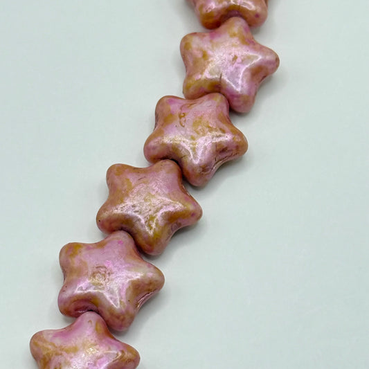 Czech Glass - Pink Stars (14pcs)