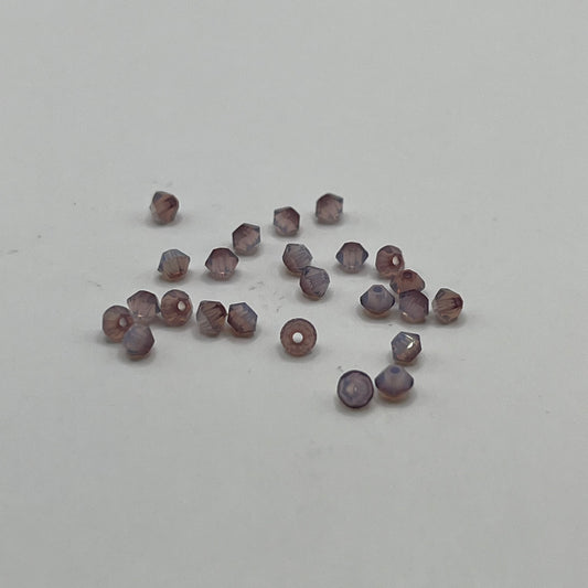 Swarovski 3MM Bicones - White Opal Antique Pink (24pcs)