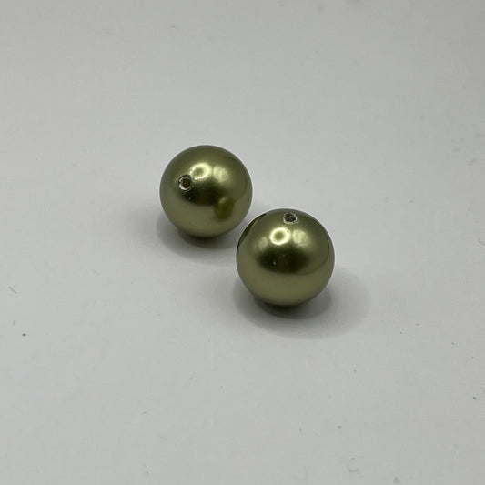 Swarovski 12MM Large Hole Pearls - Light Green (2pcs)