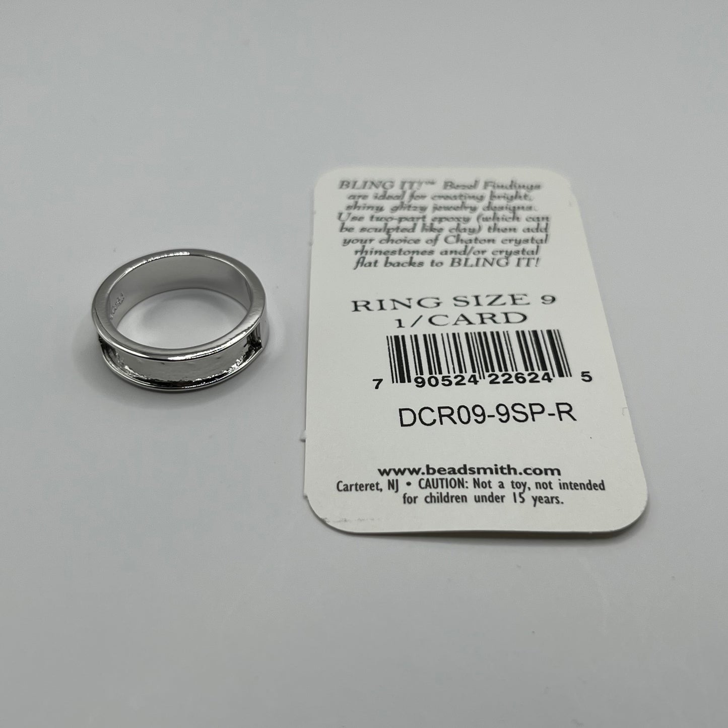 BeadSmith Bling It! Thin Bezel Finding Ring - Size 9