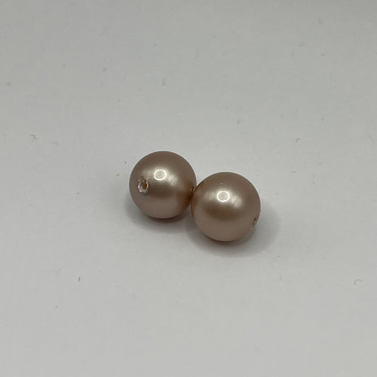 Swarovski 10MM Large Hole Pearls - Powder Almond (2pcs)