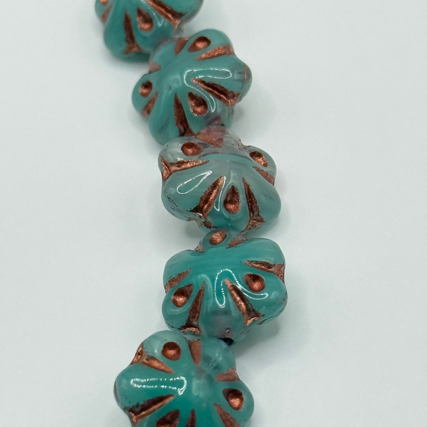 Czech Glass - Turquoise Flower (10pcs)
