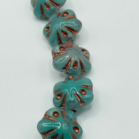 Czech Glass - Turquoise Flower (10pcs)