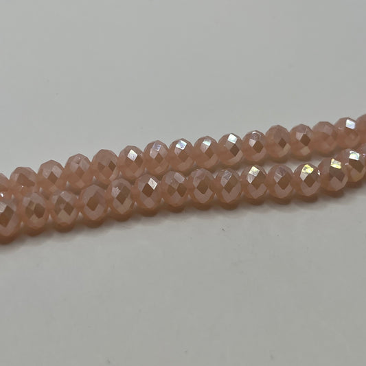 Chinese Crystal 8x6MM Faceted Rondelle Strand - Rose Peach AB