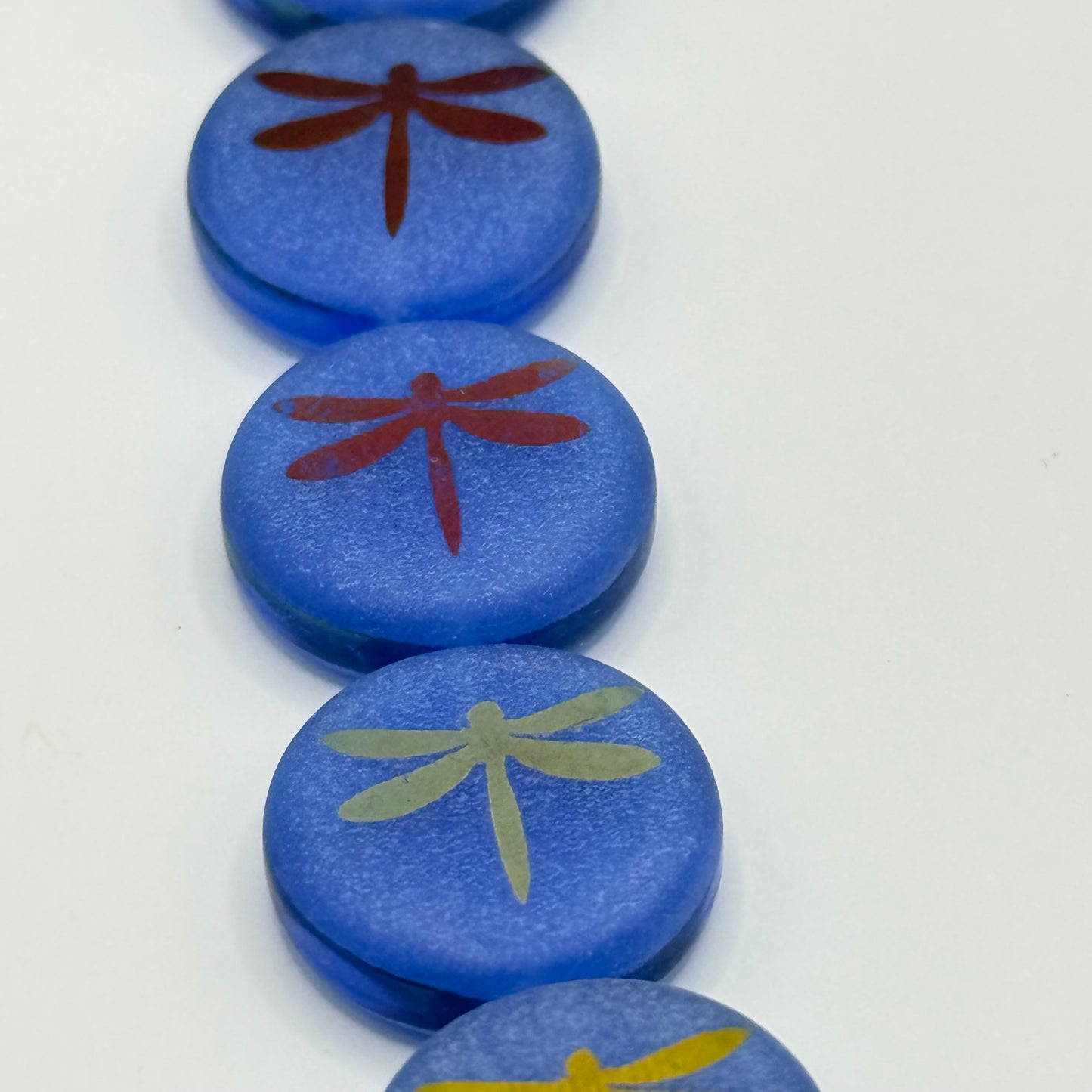 Czech Glass - Blue Dragonfly Coin (8pcs)