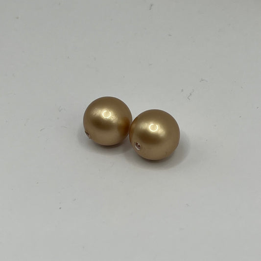Swarovski 10MM Large Hole Pearls - Vintage Gold (2pcs)