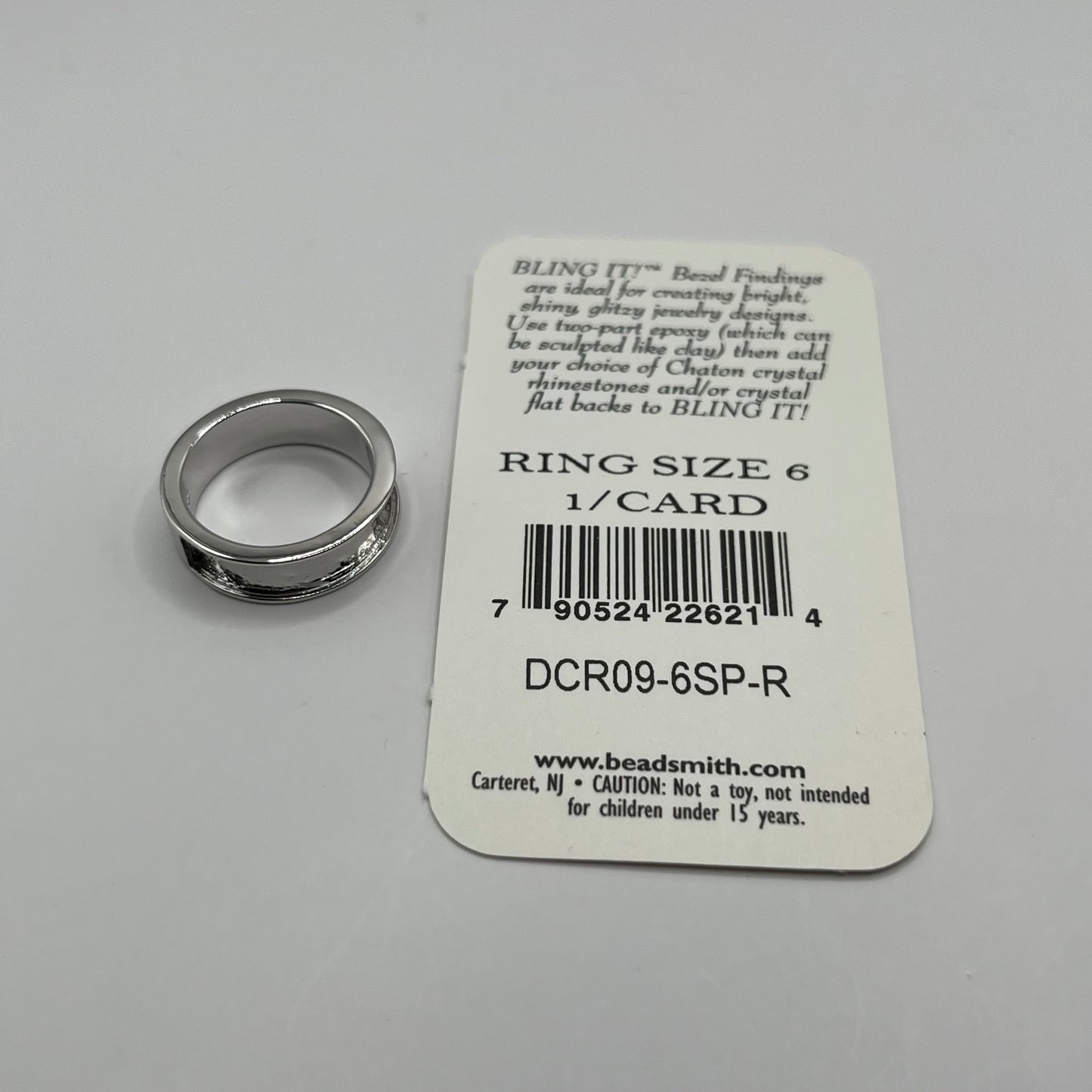 BeadSmith Bling It! Thin Bezel Finding Ring - Size 6