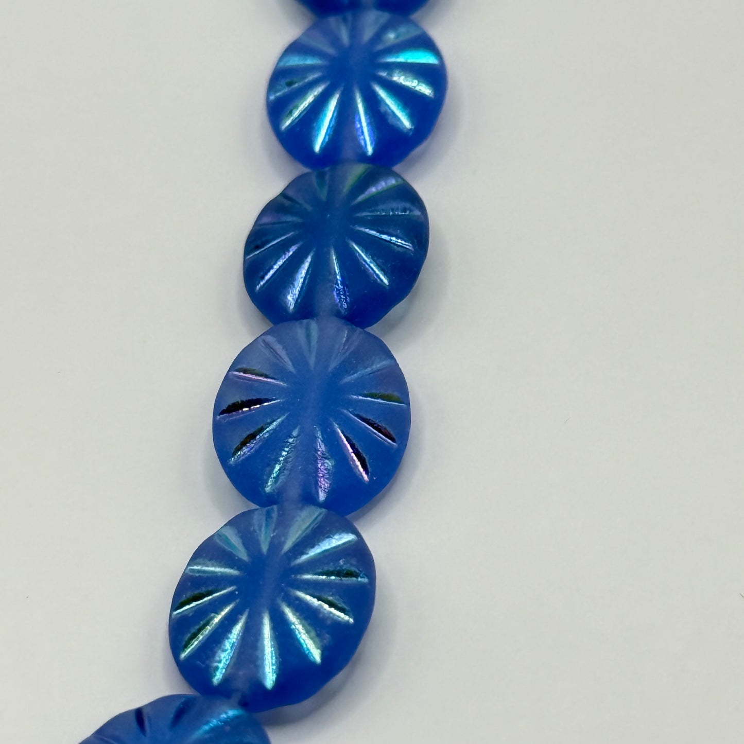 Czech Glass - Oval Blue Starburst Beads (12pcs)