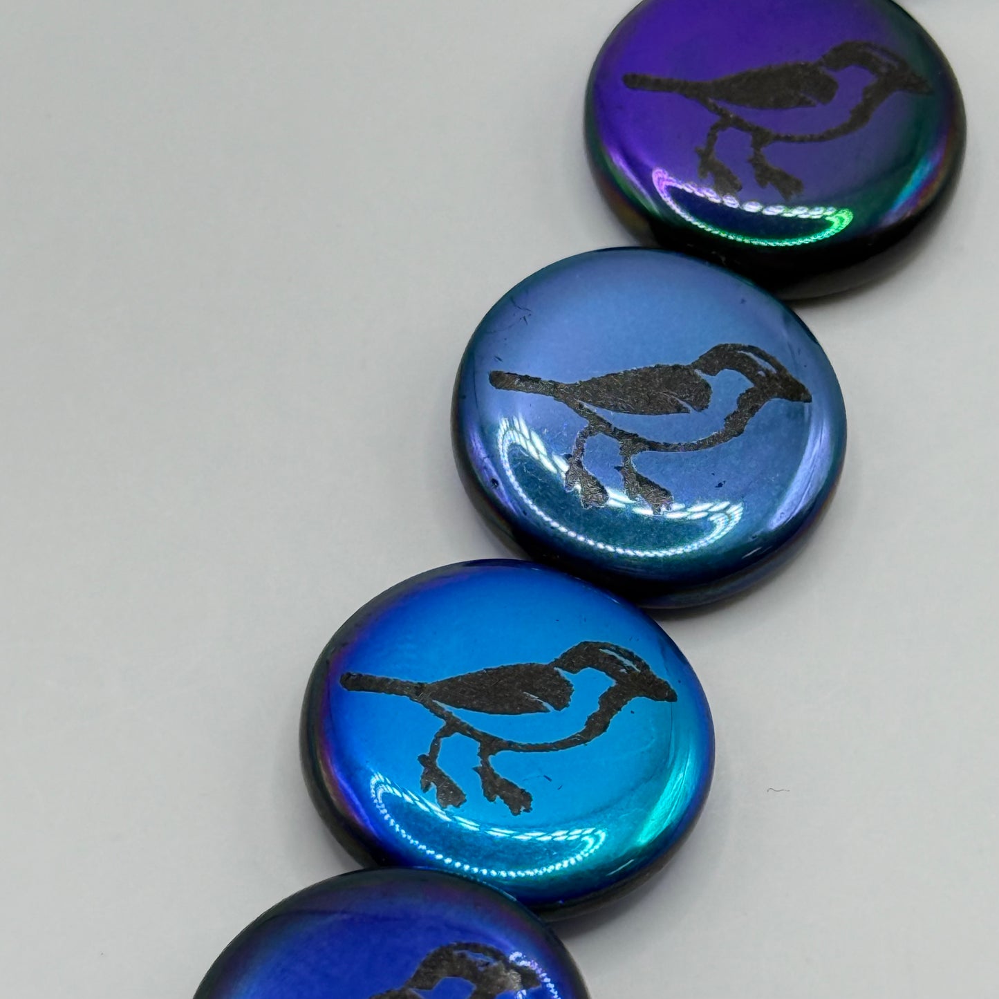 Czech Glass - Blue Bird Coin (8pcs)
