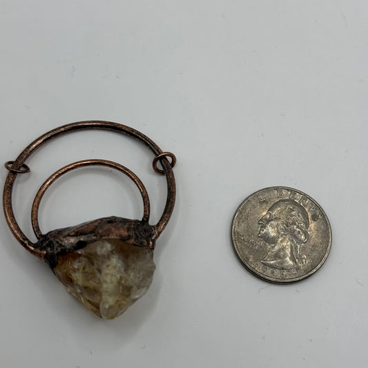 Gemstone Pendant - Copper setting with clear Quartz